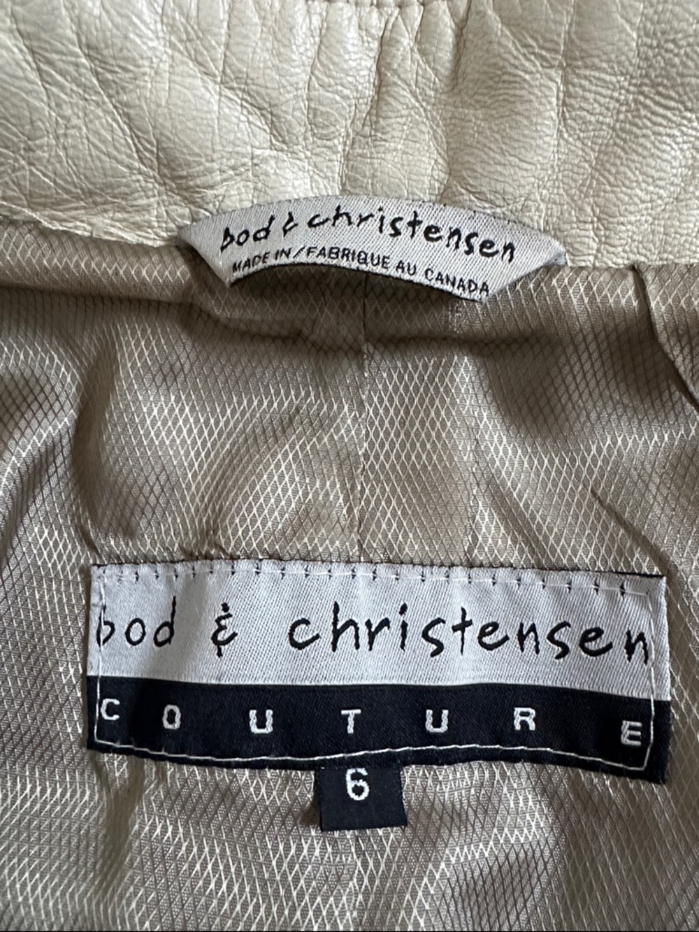 Vintage 90s Bod & Christensen cream leather moto jacket - Picture 3 of 14